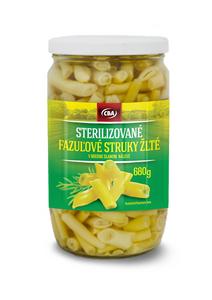 Struky fazuľové žlté 680g /360g/sklo CBA - ompót Mandarínky lúpané mesiačicky 2600g /PP1500g/ plech Bassta