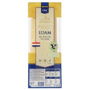 Syr Edam plátky 1kg METRO Chef - yr tehla Goldy gastro rastlinný 45% / VÁHA cca 3kg / Family