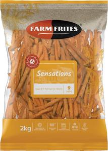 Hranolky Batátové Sweet potato 9mm 5x2kg Farm Frites - látky zemiakové - Dollar chips 5x2,5kg McCain
