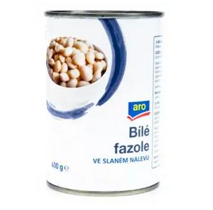 Fazuľa biela sterilizovaná v náleve 400g /PP 240g/ plech Aro - alamáda 3300g /PP 1700g/ sklo Frucona